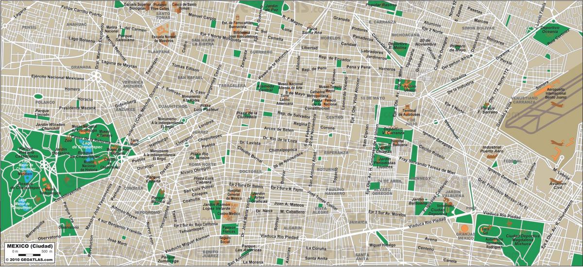 Meksikas Pilsētas ielu karte