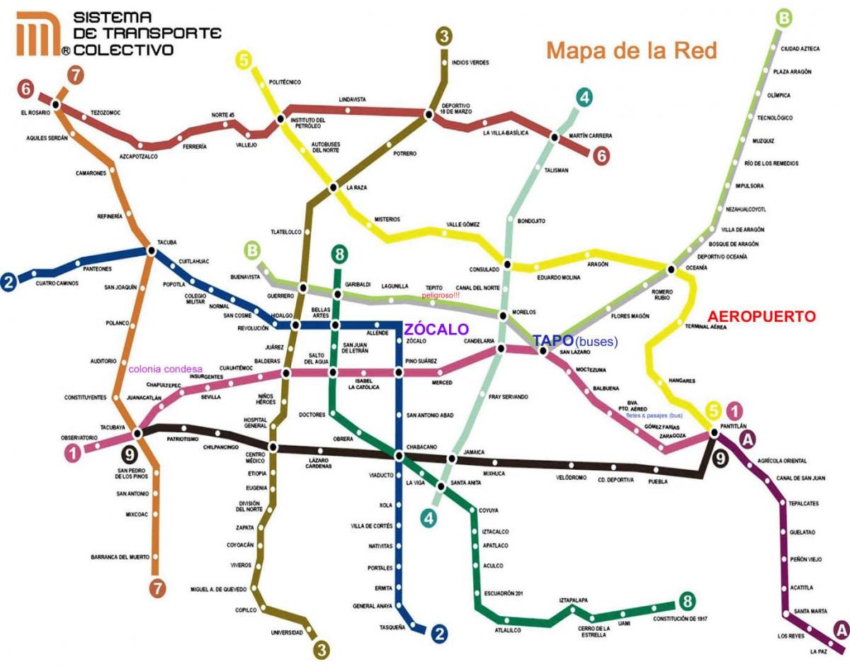 Meksikas Pilsētas dzelzceļa kartes