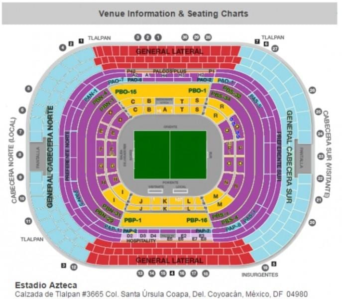 estadio azteca sēdvietu karte