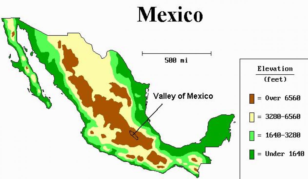 kartes ielejas Meksikā