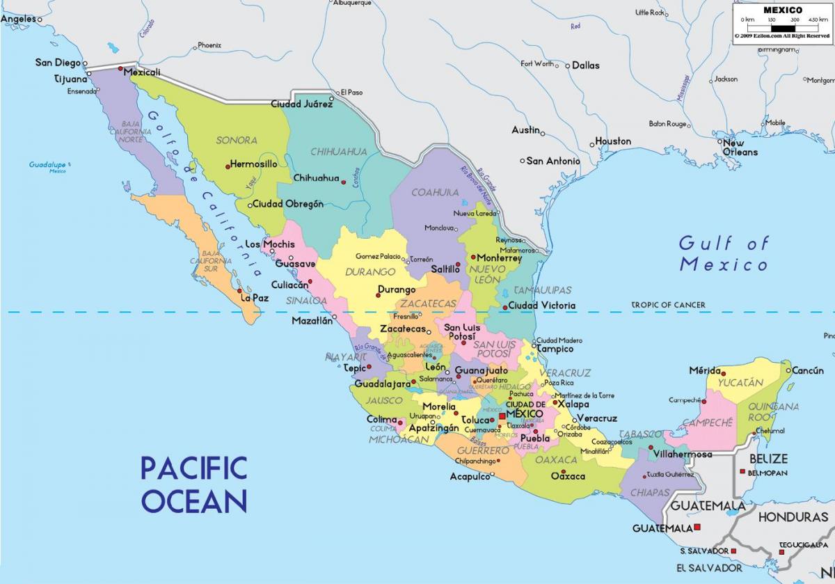 karte Mehiko valsts