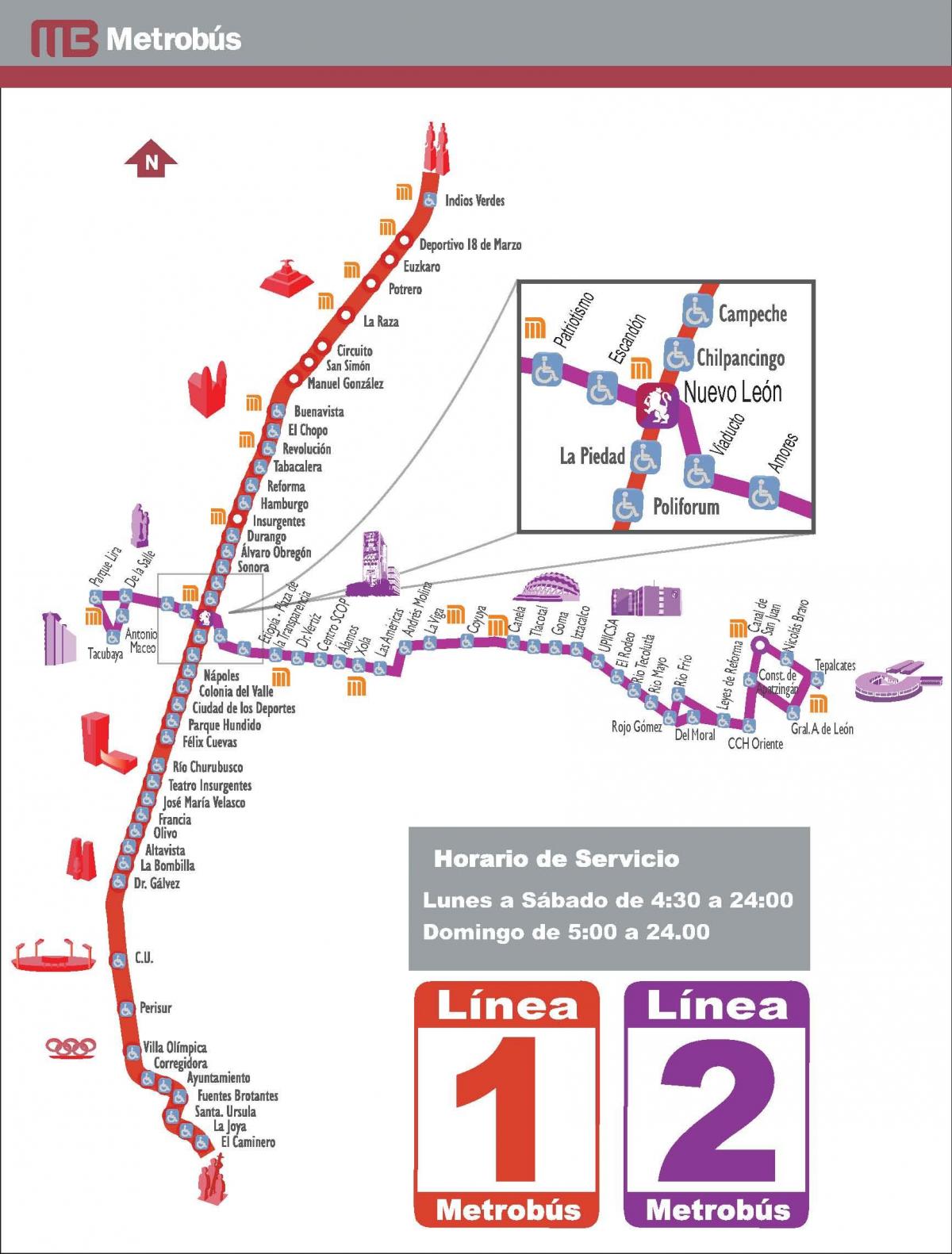 karte metrobus Mehiko