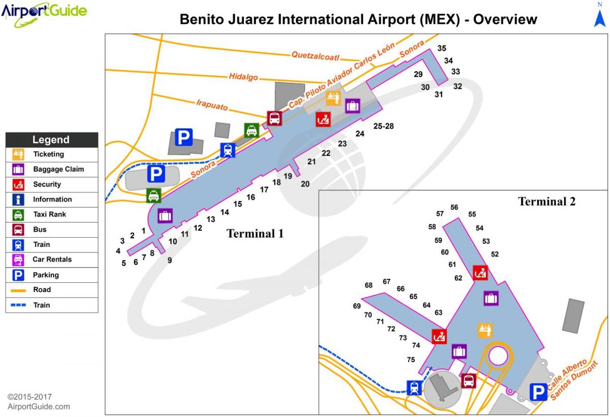Mehiko lidostā vārtiem karte