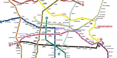 Meksikas Pilsētas dzelzceļa kartes